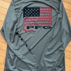 Columbia PFG Men's Grey and Navy Long Sleeve Shirt